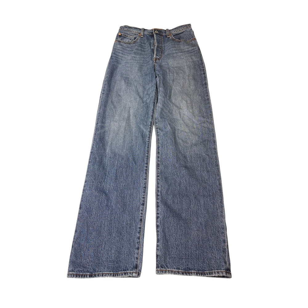 Levis Premium Big E Ribcage Straight Jeans Womens W28 L32 Medium Wash High Rise